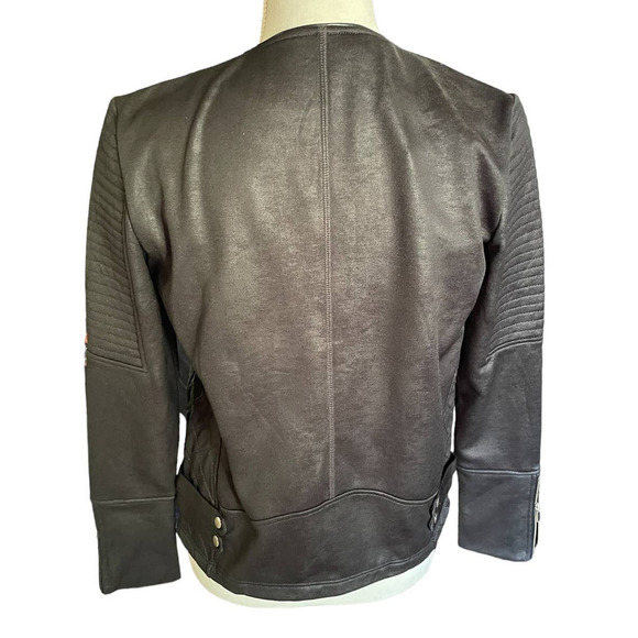 NWT The Kooples Sport Womens Full Zip Leather Jacket Long Sleeve Size S Black - Picture 2 of 7